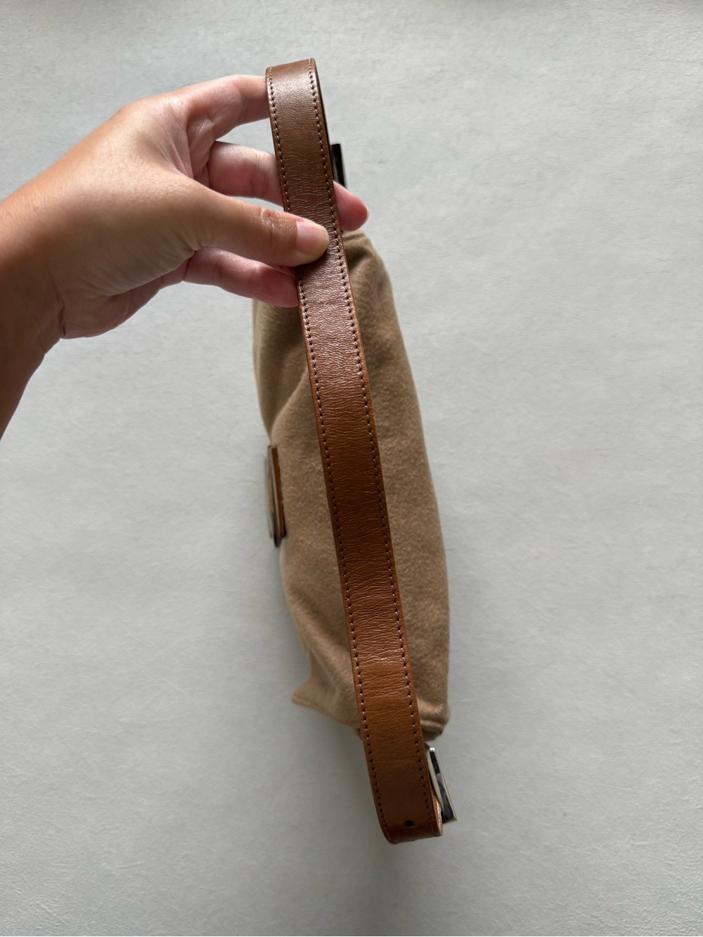 Vintage Fendi Brown Wool Baguette Shoulder Bag - Picture 7 of 10